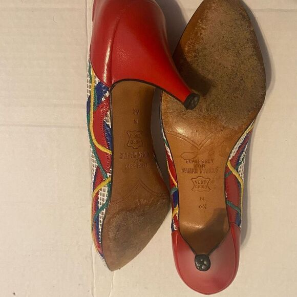 CARLOS FALCHI For Neiman Marcus Women’s Open Weave Multicolored Heels 6.5N - Picture 3 of 8